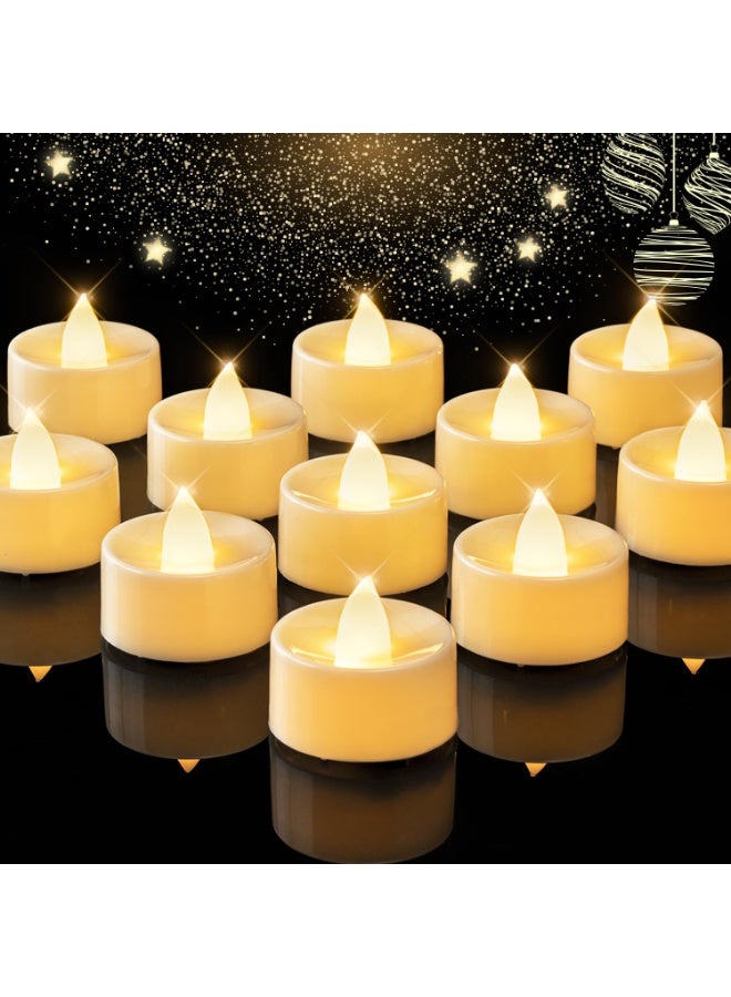 Mordely Flameless Candles, 24-Pack Battery Operated Candle, LED Tea Lights Candles Battery Operated, Flickering Fake Votives for Wedding Party Home Decor- Warm White, Ivory Base - Image 1